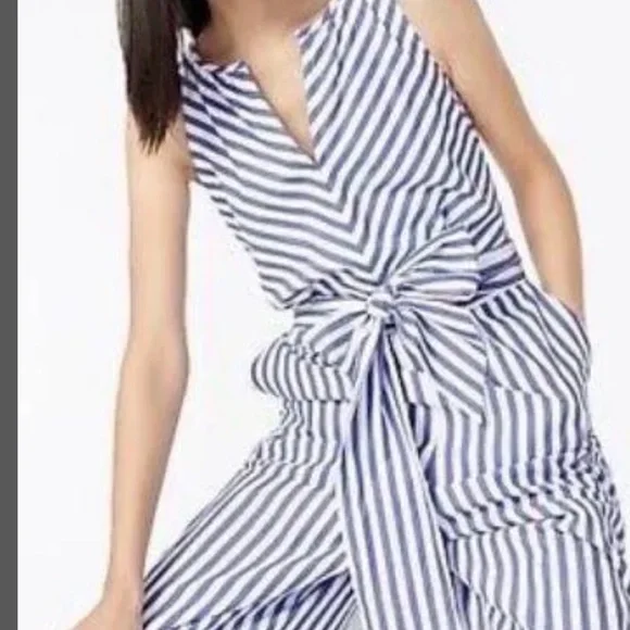 J.Crew striped cotton poplin wide leg jumpsuit size 2 - Picture 3 of 10